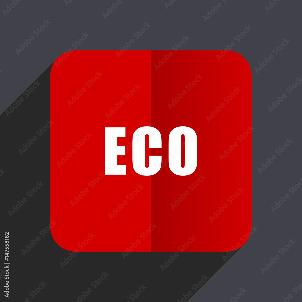 Poster Eco flat design white and red vector web icon on gray background with shadow in eps10.