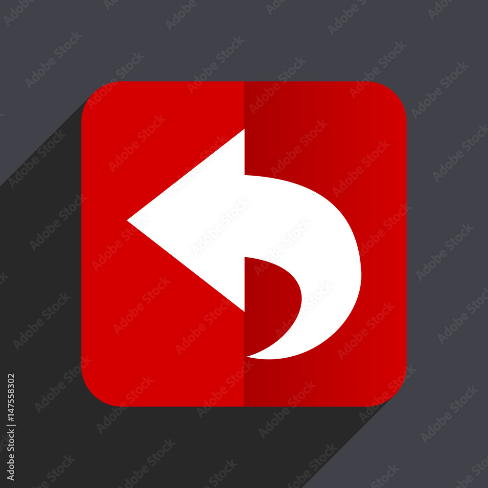 Leinwandbilder Back flat design white and red vector web icon on gray background with shadow in eps10.