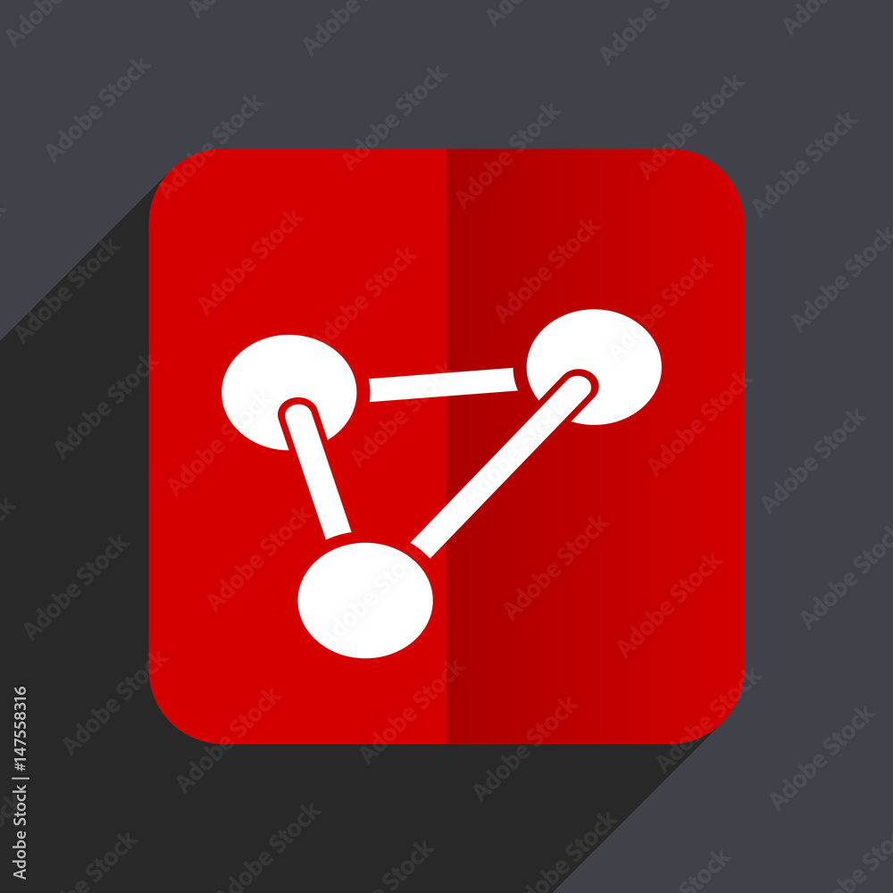 Poster Chemistry flat design white and red vector web icon on gray background with shadow in eps10.