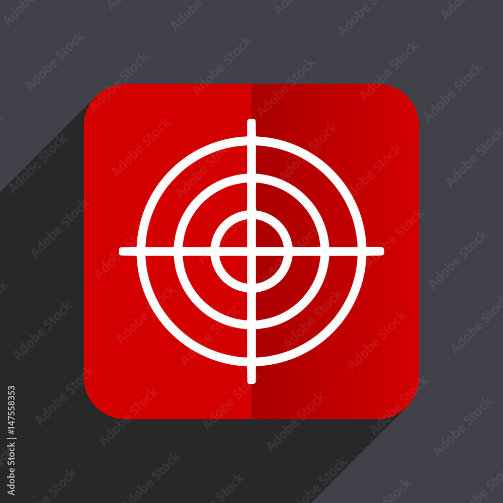 Leinwandbilder Target flat design white and red vector web icon on gray background with shadow in eps10.
