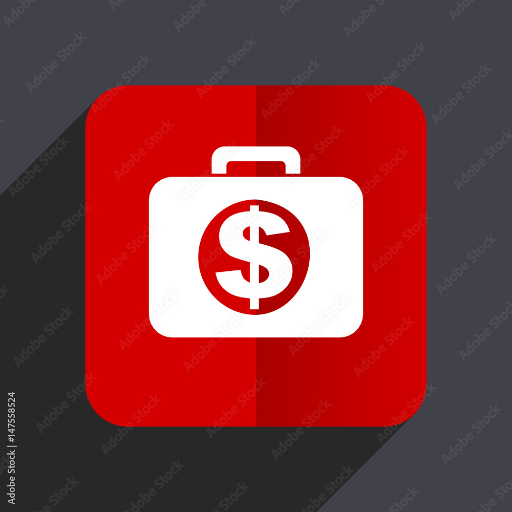 Leinwandbilder financial flat design white and red vector web icon on gray background with shadow in eps10.