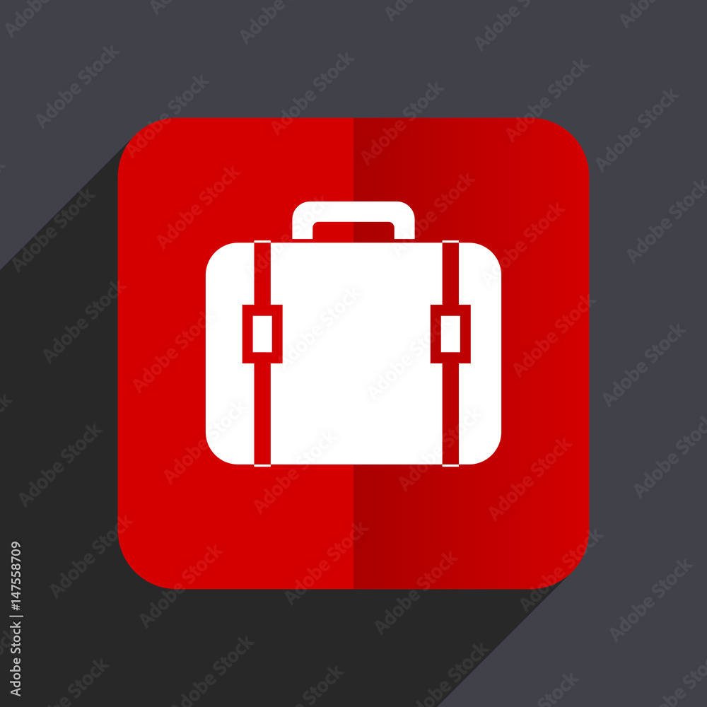 Poster Bag flat design white and red vector web icon on gray background with shadow in eps10.