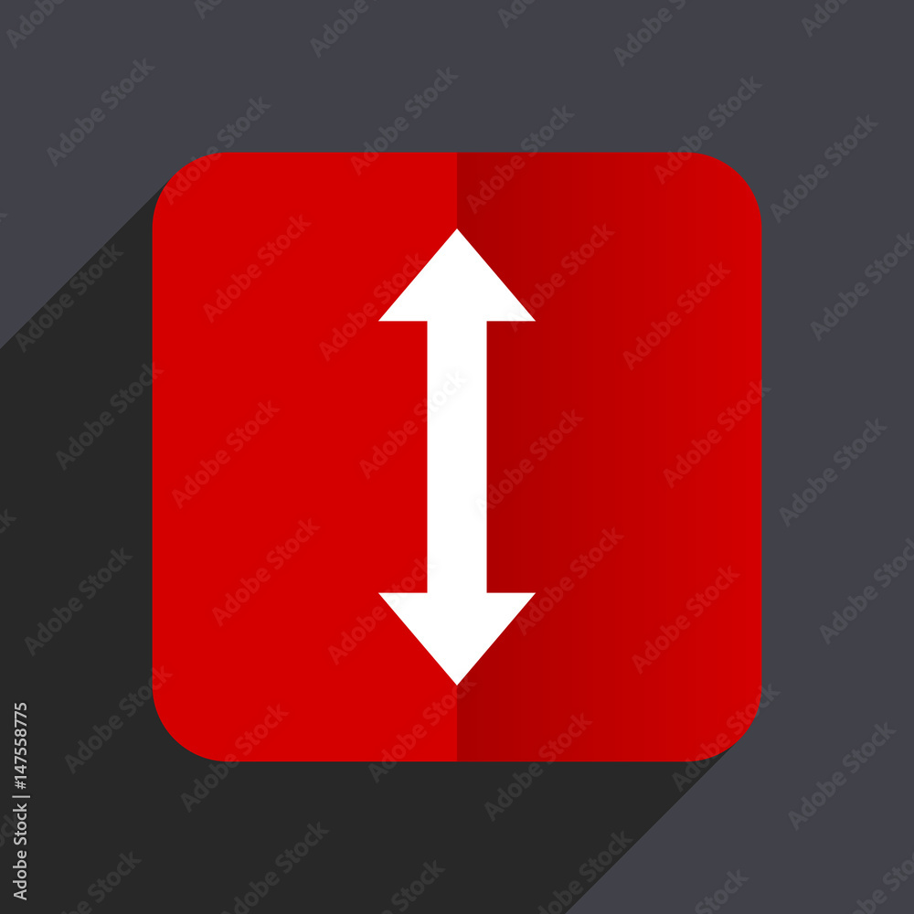 Poster Arrow flat design white and red vector web icon on gray background with shadow in eps10.