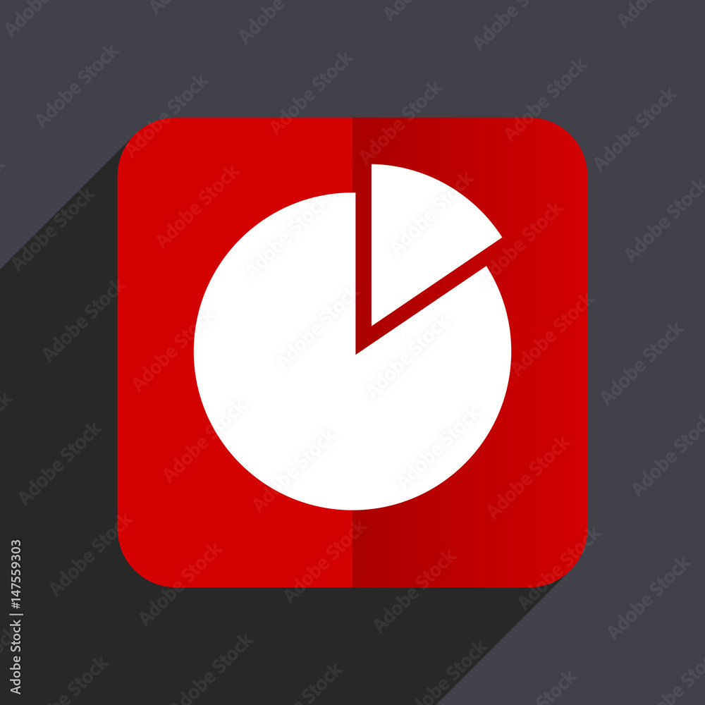 Poster Chart flat design white and red vector web icon on gray background with shadow in eps10.