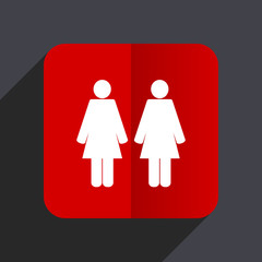 Couple flat design white and red vector web icon on gray background with shadow in eps10.
