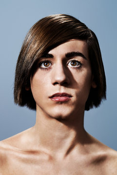 Young man with bobbed hair