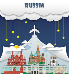 Russia travel background Landmark Global Travel And Journey Infographic Vector Design Template. illustration.