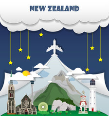 New Zealand travel background Landmark Global Travel And Journey Infographic Vector Design Template. illustration.