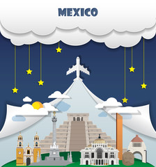 Mexico travel background Landmark Global Travel And Journey Infographic Vector Design Template. illustration.