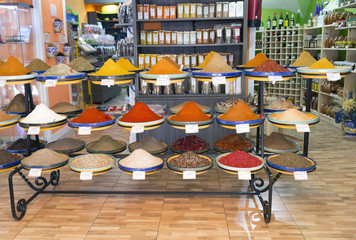 Spices on display on sale in shop