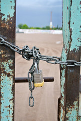  closed door by chain and padlock