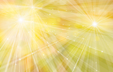 Vector yellow  background with rays, stars and lights.