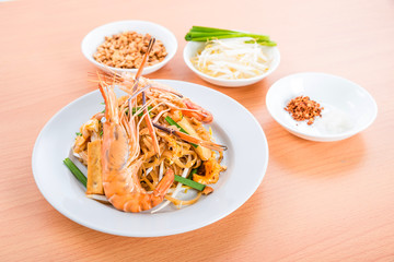 Pad Thai ,Stir fried noodle with shrimp and vegetables