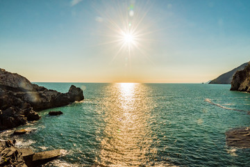 Panorama of Portovenere in liguria italy at sunset