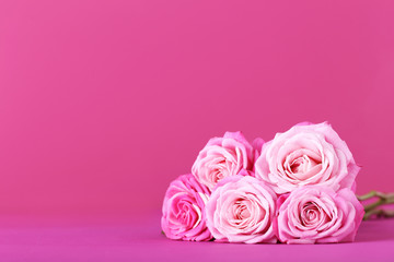 Fototapeta na wymiar Bouquet of beautiful pink roses