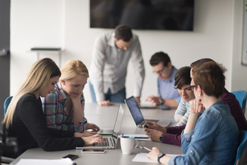 Group of young people meeting in startup office