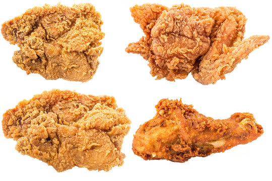 Collection of The fried chicken isolated on white background.