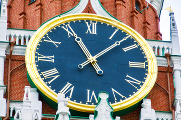 Large clock on tower at the Kremlin.