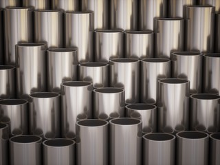 3D rendering Industrial metal pipes