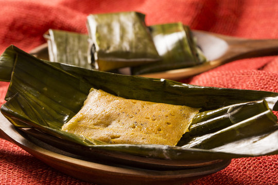 Abara, African Food On Banana Leaf