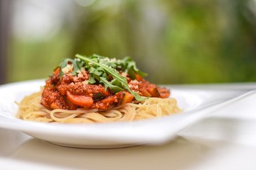Spaghetti mit vegetarischer Bolognese