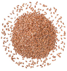 raw flaxseeds on white, (large depth of field, taken with tilt shift lens)