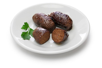 homemade beef roll, rundervink, dutch cuisine isolated on white background
