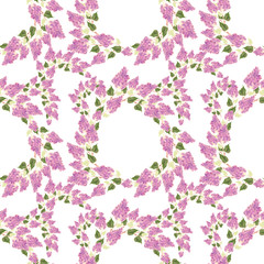 Lilac - flowers and leaves. Seamless pattern. Abstract wallpaper with floral motifs. Wallpaper. Use printed materials, signs, posters, postcards, packaging.