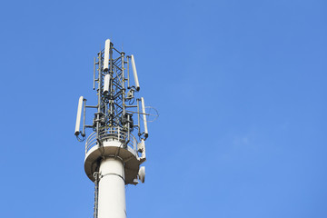 Fototapeta na wymiar Cell Phone Tower on blue sky