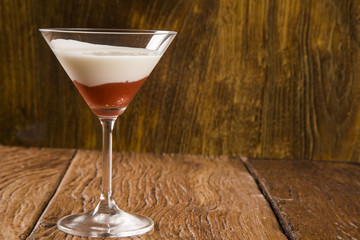 Greek yoghurt with sweet guava  in a glass