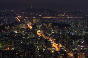 Fototapeta na wymiar Gangnam and Seocho view at night