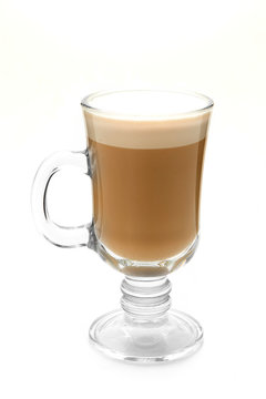 Coffee latte in a transparent glass