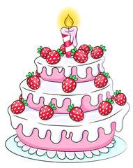 Süße Erdbeertorte Vektor Illustration