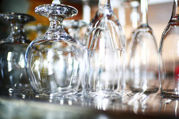 Glasses standing on a shelf