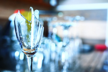 Glasses standing on a shelf