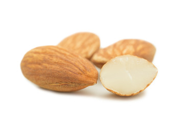 Almonds isolated on white background.