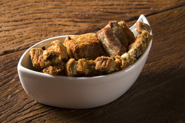 Delicious appetizer of fried pork rinds