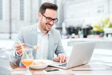 Businessman having a lunch break