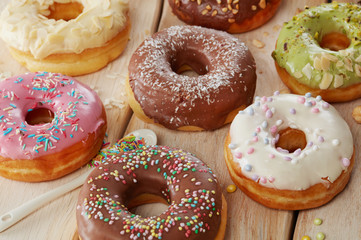 Multi-colored donuts