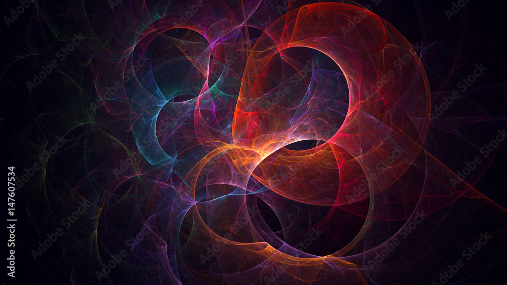 Poster 3d rendering abstract fractal light background