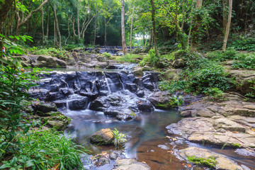 Beatiful of waterfall in national green forest background