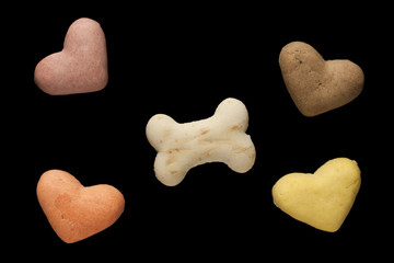 Dog cookies on a black background