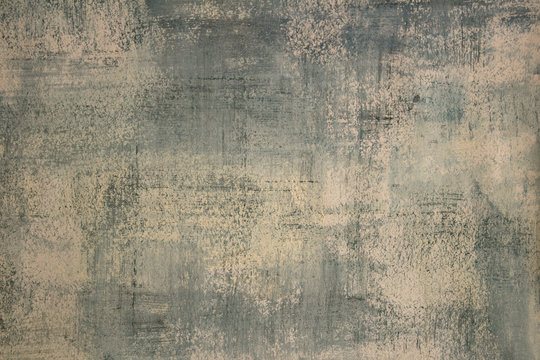Close up of a blank, light blue, abstract painting on paper. Photograph of hand painted, distressed texture.