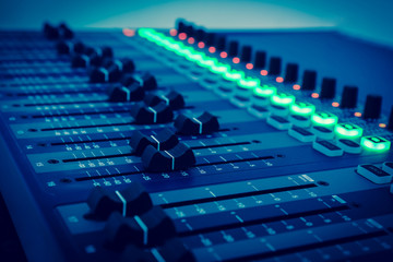 Mixer,Control of high-quality audio and equalizer volume on the mixer. - obrazy, fototapety, plakaty