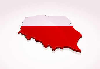 Fototapeta premium Carte de la Pologne 3D (fond blanc)
