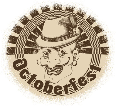 Oktoberfest card: man in bavarian hat