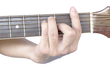 Guitar chords: F major, on a white background