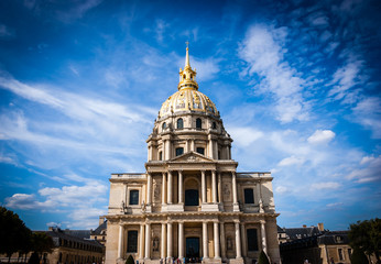 Les Invalides chapel in Paris. Famous landmark, known also for Napoleon's tomb.