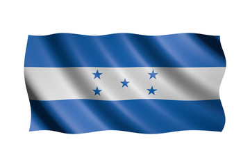 Flag of Honduras isolated on white, 3d illustration