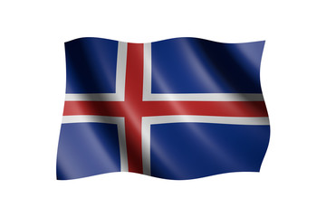 Flag of Iceland isolated on white, 3d illustration